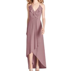 Jenny Packham dusty rose high low ruffle bridesmaid dress NWT 12